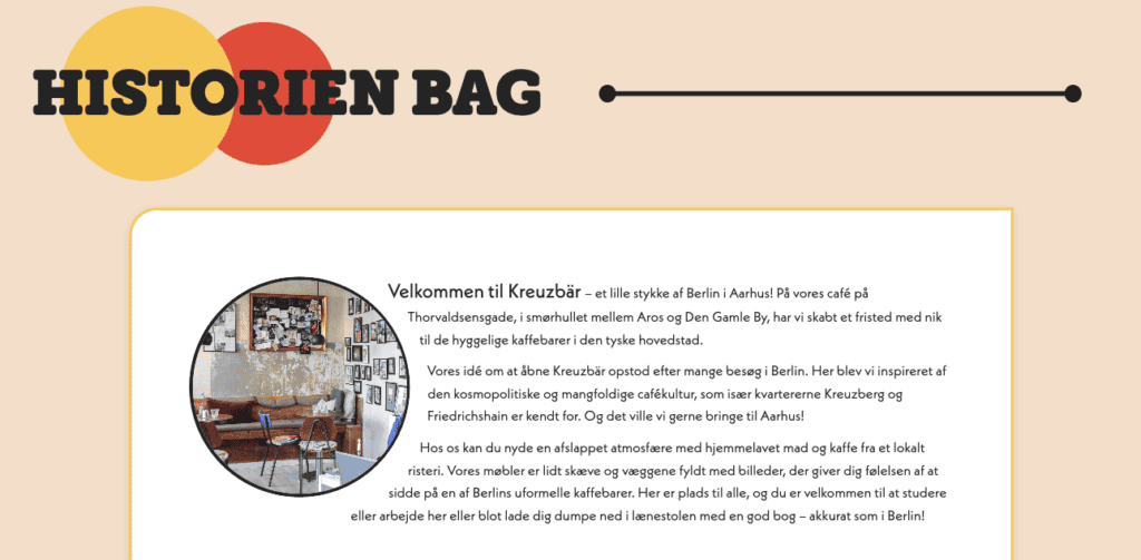 Historien bag – screenshot fra vores site